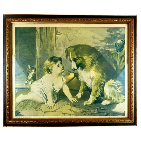 Can't You Talk Framed Litho Art Print Wilson Chemical Co 1920s Home Decor - Picture 1 of 5